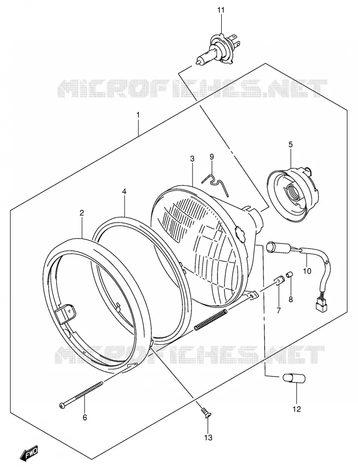 PHARE (MODELE K1/K2/K3/K4 E2,E19) Suzuki MOTO 800 VOLUSIA 2004  VL800ZK4(E2)