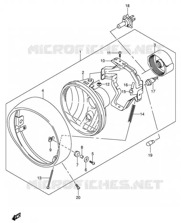PHARE (MODELE K5 E2,E19) Suzuki MOTO 800 VOLUSIA 2001  VL800K1(E2)