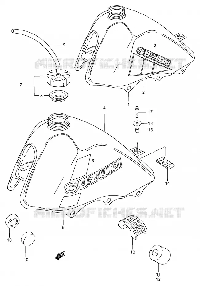 RESERVOIR D'ESSENCE (MODELE D/E) Suzuki MOTO 50 TS-W 1983  TS50WD(E6)
