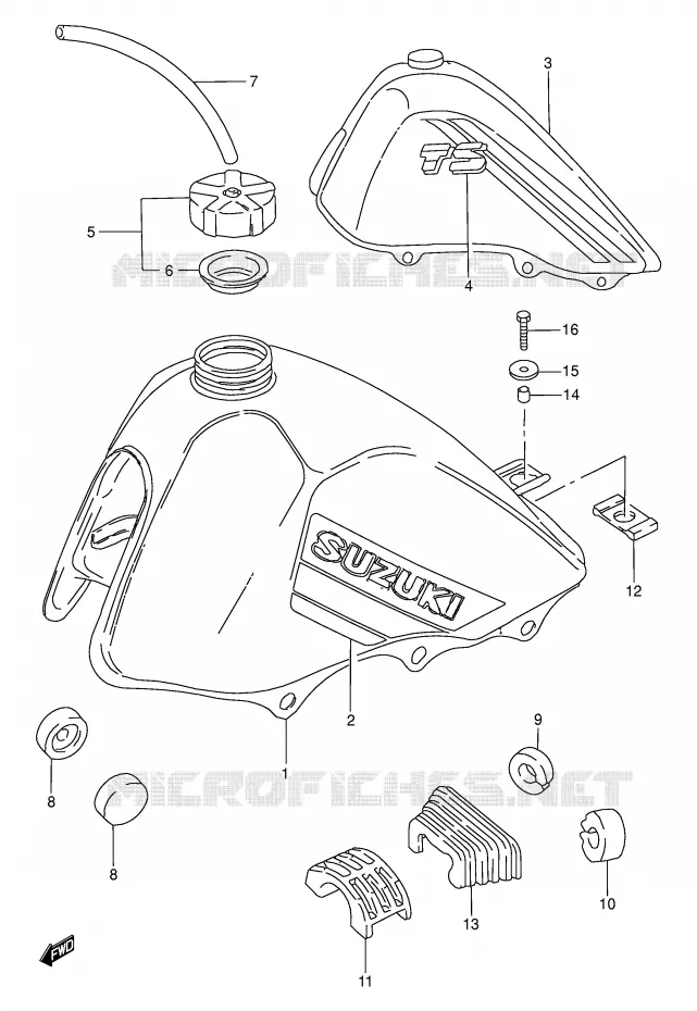 RESERVOIR D'ESSENCE (MODELE F/G) Suzuki MOTO 50 TS-W 1983  TS50WD(E6)