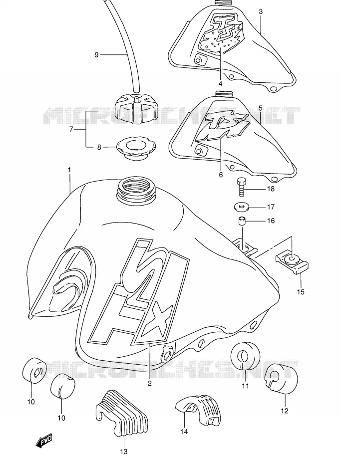 RESERVOIR D'ESSENCE (MODELE J/M/R) Suzuki MOTO 50 TS-X 1991  TS50XKM(E1)