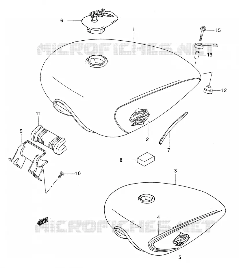 RESERVOIR D'ESSENCE (MODELE P/R) Suzuki MOTO 1400 INTRUDER 1987  VS1400GLFH(E28)