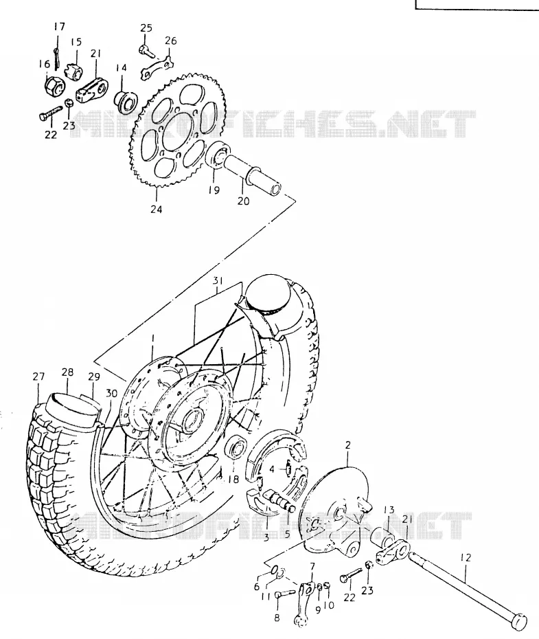 ROUE ARRIERE Suzuki MOTO 125 TS-ER 1996  TS125ERT(T/X)