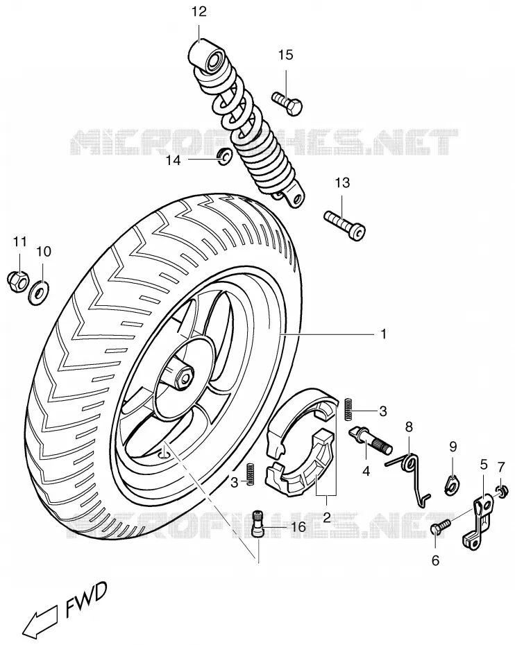 ROUE ARRIERE Suzuki SCOOTER 50 ESTILETE 2001  UF50K1