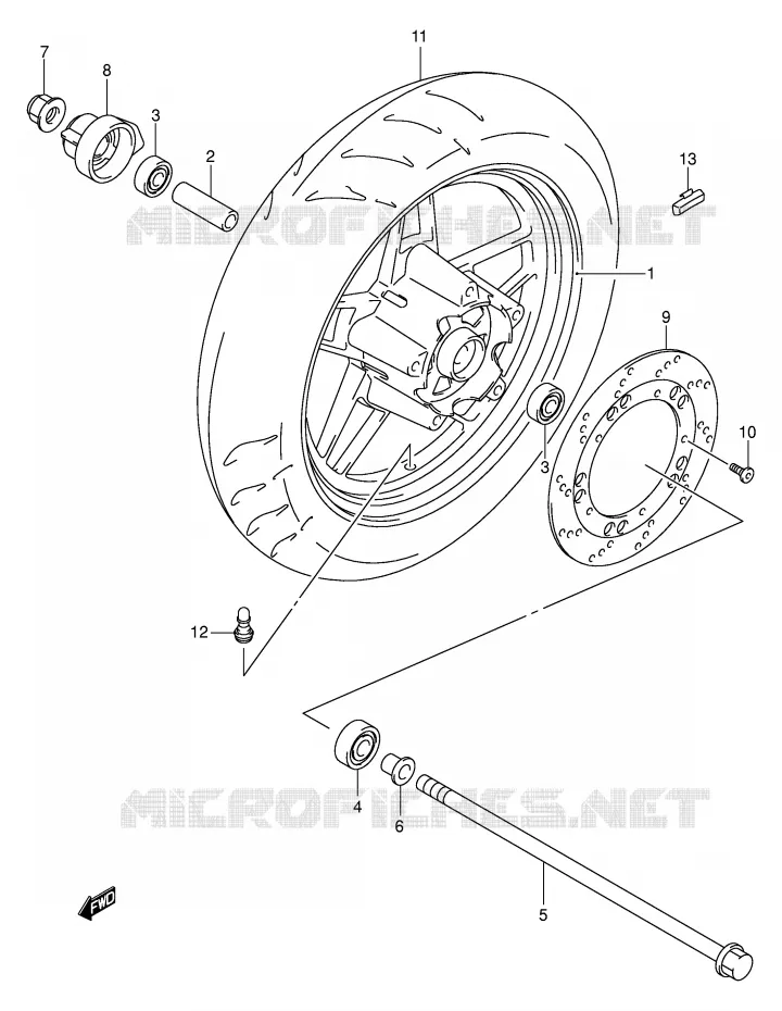 ROUE AVANT (MODELE Y/K1) Suzuki SCOOTER 150 EPICURO 2000  UC150RY(E34)