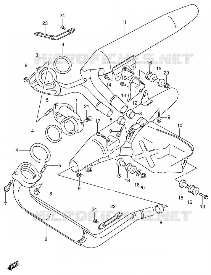 SILENCIEUX (MODELE K1/K2/K3/K4) Suzuki MOTO 1500 INTRUDER 2002  VL1500K2(E2)