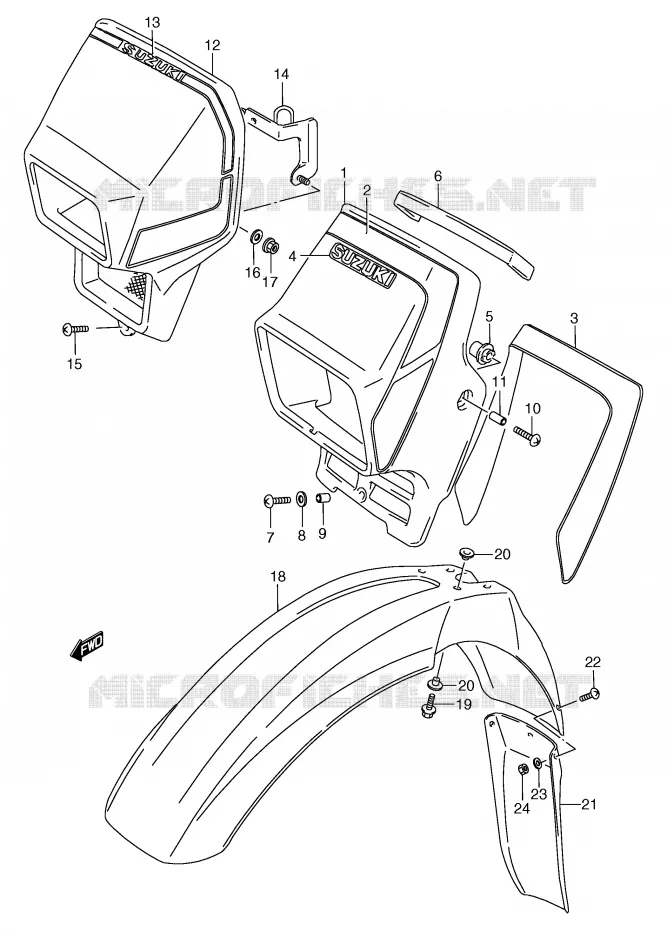 SUPPORT - CARENAGES DE PHARE (MODELE K) Suzuki MOTO 125 TS-R 1991  TS125RM(E2)