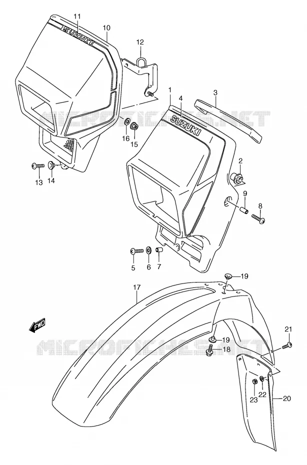SUPPORT - CARENAGES DE PHARE (MODELE L) Suzuki MOTO 125 TS-R 1994  TS125RR(E2)