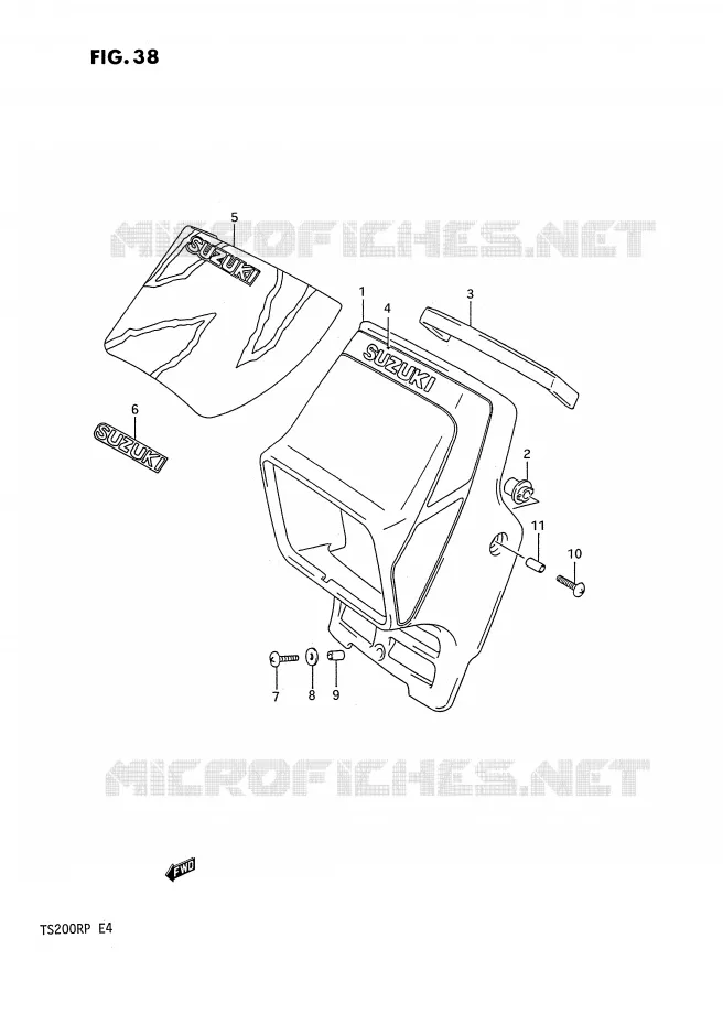 SUPPORT - CARENAGES DE PHARE Suzuki MOTO 200 TS-R 1992  TS200RN(E4)
