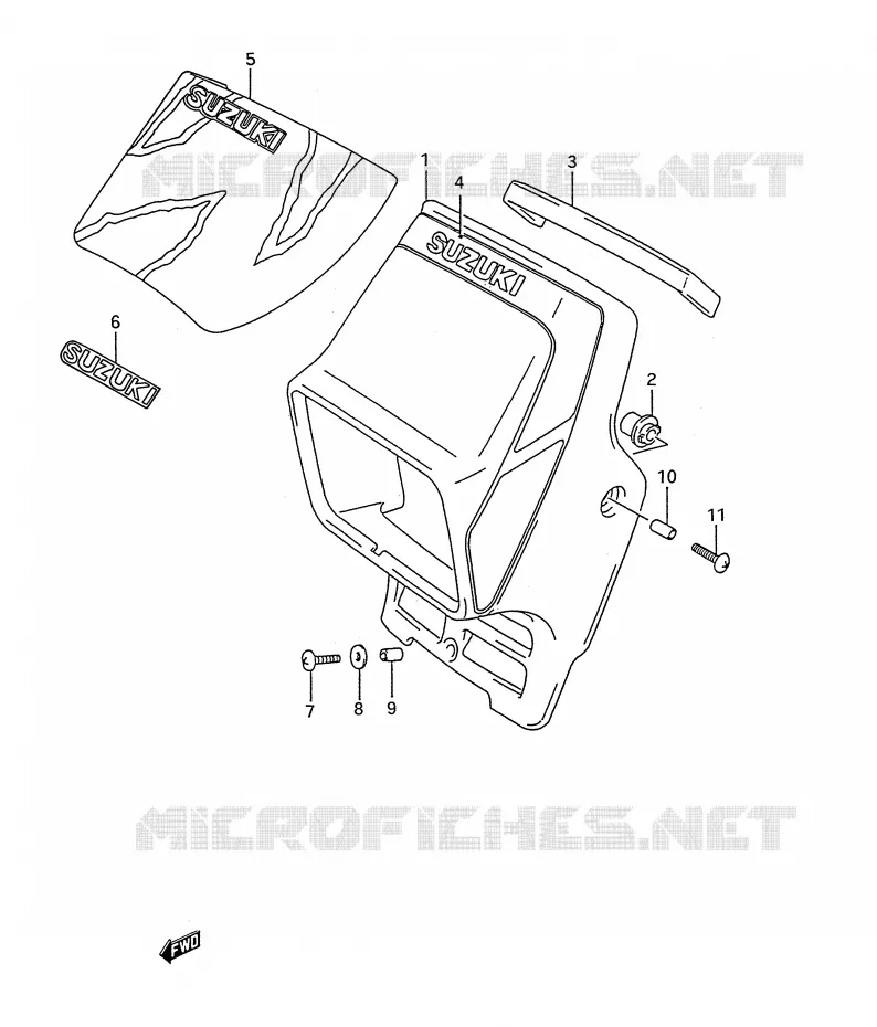 SUPPORT - CARENAGES DE PHARE Suzuki MOTO 200 TS-R 1993  TS200RP(E28)