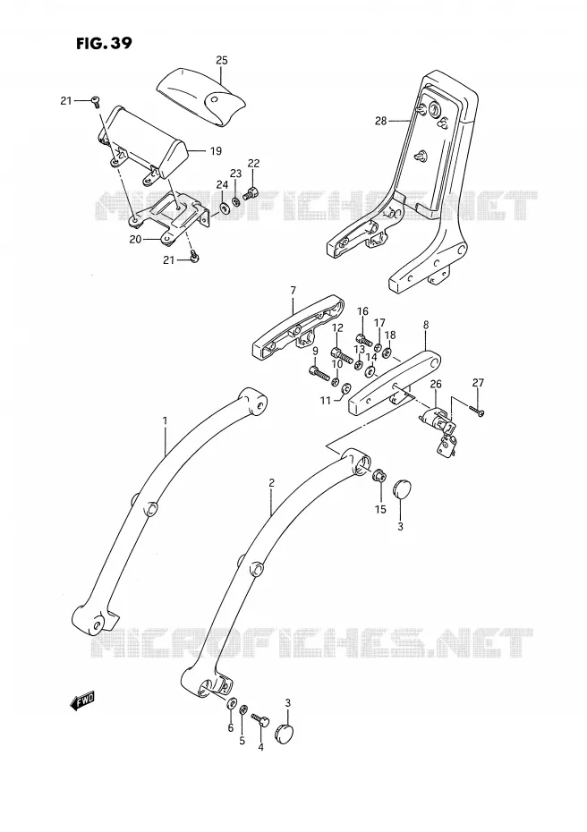 SUPPORT DOSSERET (MODELE H/J/K/L/M/N/P/R E22) Suzuki MOTO 1400 INTRUDER 1990  VS1400GLFL(E2)