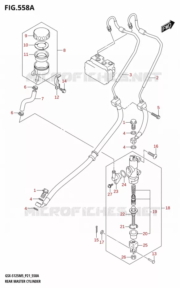 MAITRE CYLINDRE DE FREIN ARRIERE Suzuki MOTO 125 GSX-S 2025  GSX-S125RL / GSX-S125RLX M5 (P21)
