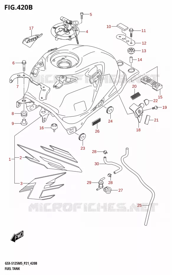 RESERVOIR D'ESSENCE (GSX-S125RL) Suzuki MOTO 125 GSX-S 2025  GSX-S125RL / GSX-S125RLX M5 (P21)