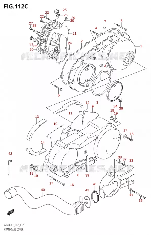 COUVERCLES DE CARTERS (L0) Suzuki SCOOTER 400 BURGMAN 2007  AN400K7(E2)