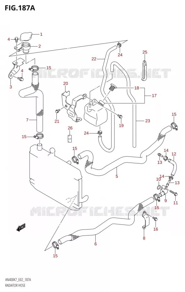 DURITES DE RADIATEUR - VASE D'EXPANSION Suzuki SCOOTER 400 BURGMAN 2007  AN400K7(E2)