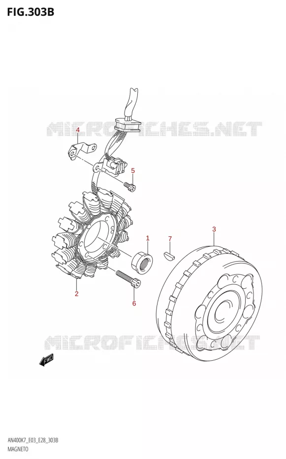 ALLUMAGE ROTOR - STATOR (K8,K9,L0) Suzuki SCOOTER 400 BURGMAN 2007  AN400 K7 (E03,E28,E33)