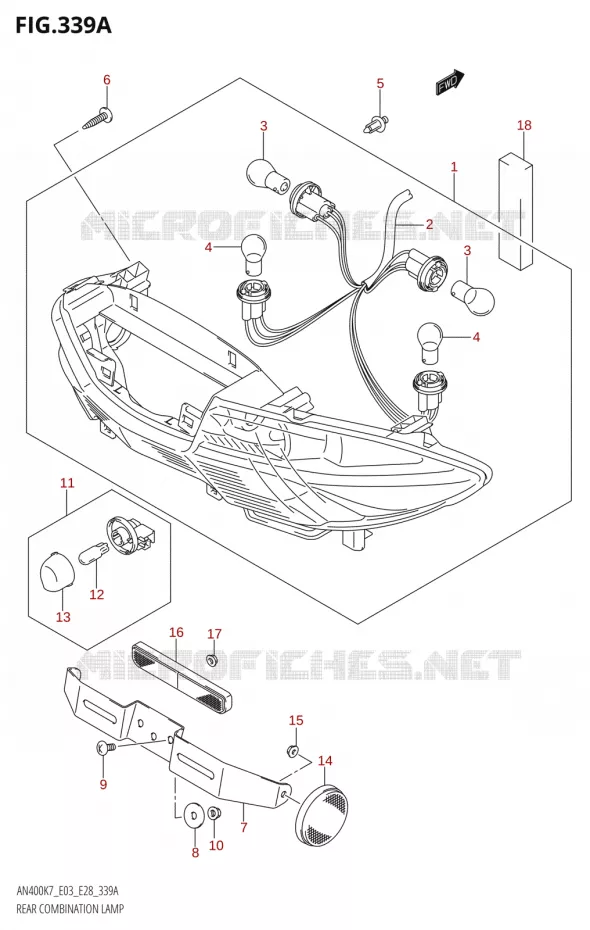 FEU ARRIERE Suzuki SCOOTER 400 BURGMAN 2007  AN400 K7 (E03,E28,E33)