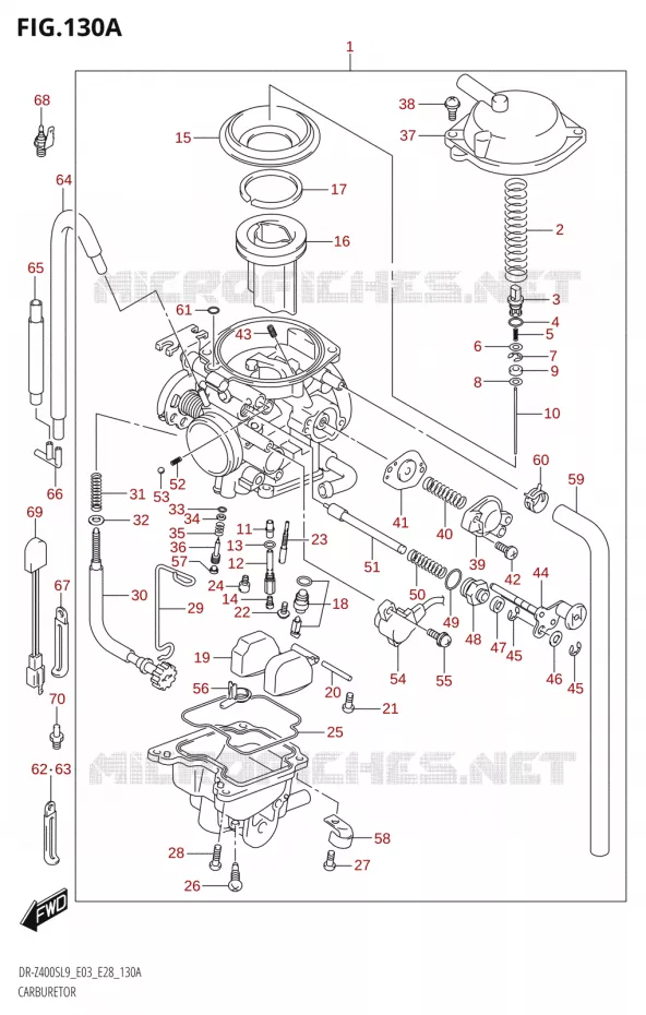 CARBURATEUR (DR-Z400S:L9:E03) Suzuki MOTO 400 DR-Z 2019  DR-Z400S L9 (E28)