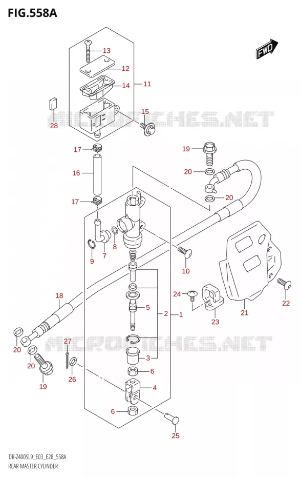 MAITRE CYLINDRE DE FREIN ARRIERE Suzuki MOTO 400 DR-Z 2019  DR-Z400S L9 (E28)