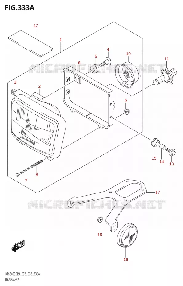 PHARE Suzuki MOTO 400 DR-Z 2019  DR-Z400S L9 (E28)