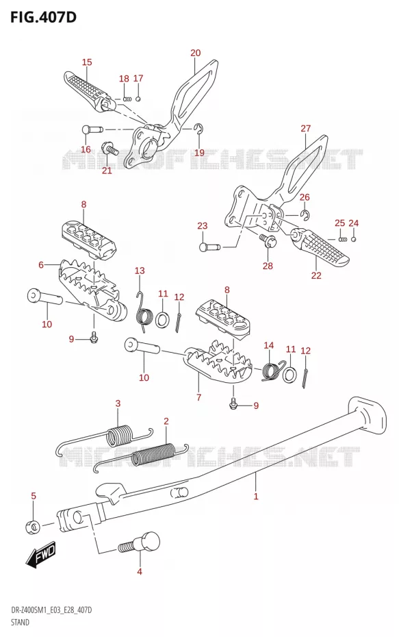 BEQUILLE (DR-Z400SM) Suzuki MOTO 400 DR-Z 2021  DR-Z400S 2021 M1 (E28)