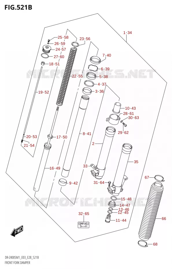 FOURCHE (DR-Z400S) Suzuki MOTO 400 DR-Z 2021  DR-Z400S 2021 M1 (E28)