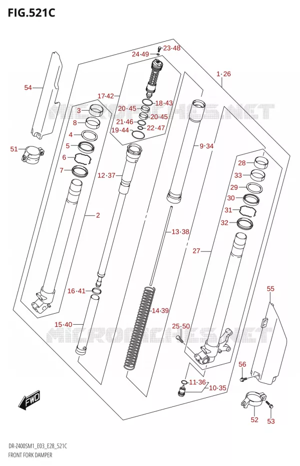 FOURCHE (DR-Z400SM) Suzuki MOTO 400 DR-Z 2021  DR-Z400S 2021 M1 (E28)