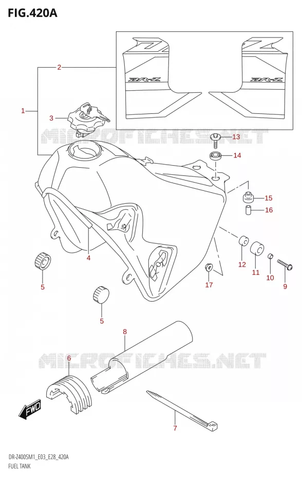 RESERVOIR D'ESSENCE (DR-Z400SM:E03,E28) Suzuki MOTO 400 DR-Z 2021  DR-Z400S 2021 M1 (E28)