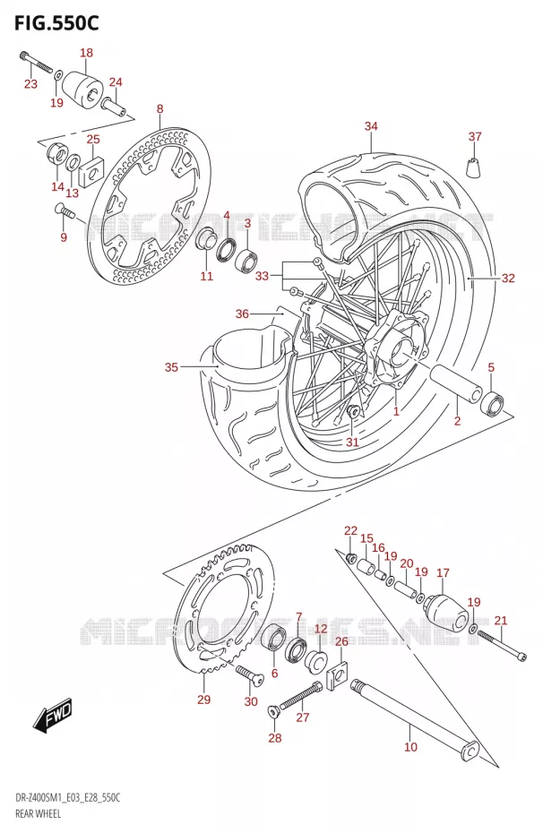 ROUE ARRIERE (DR-Z400SM) Suzuki MOTO 400 DR-Z 2021  DR-Z400S 2021 M1 (E28)
