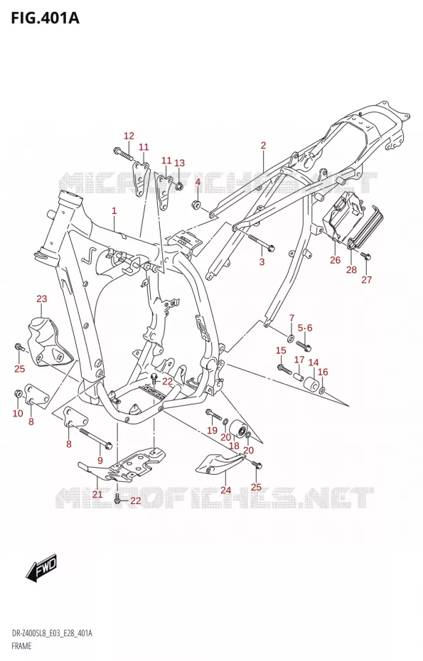 CADRE Suzuki MOTO 400 DR-Z 2018  DR-Z400S 2018 L8 (E28)