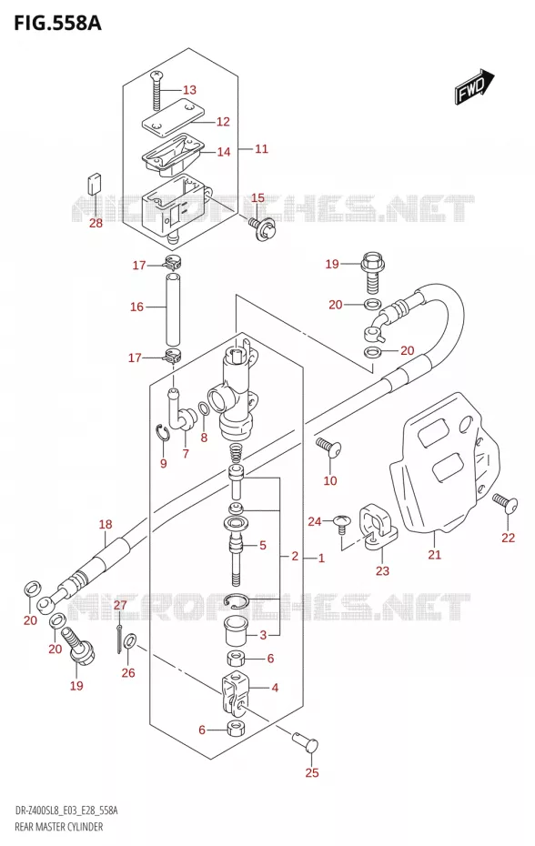 MAITRE CYLINDRE DE FREIN ARRIERE Suzuki MOTO 400 DR-Z 2018  DR-Z400S 2018 L8 (E28)