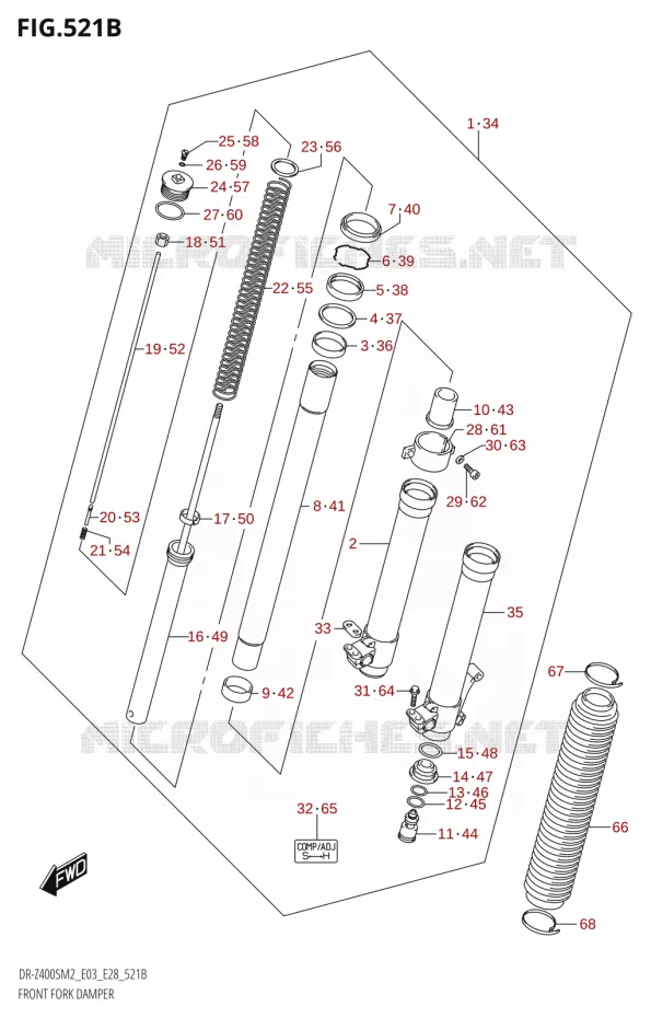 FOURCHE (DR-Z400S) Suzuki MOTO 400 DR-Z 2022  DR-Z400S 2022 M2 (E28)