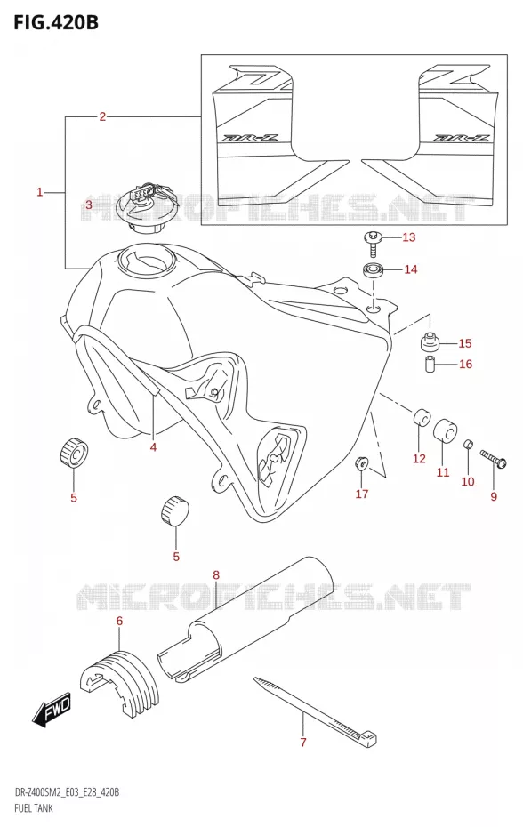 RESERVOIR D'ESSENCE (DR-Z400SM:E33) Suzuki MOTO 400 DR-Z 2022  DR-Z400S 2022 M2 (E28)