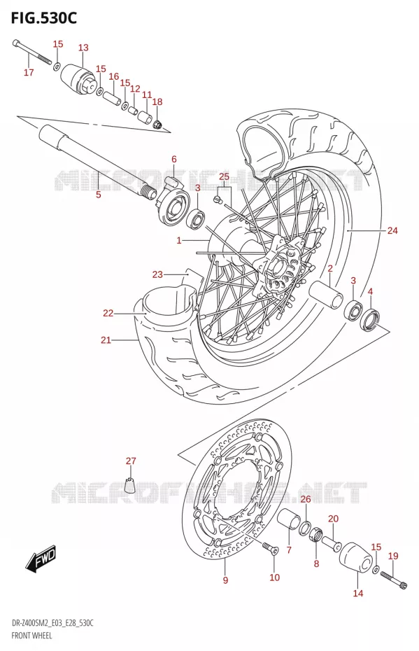 ROUE AVANT (DR-Z400SM) Suzuki MOTO 400 DR-Z 2022  DR-Z400S 2022 M2 (E28)