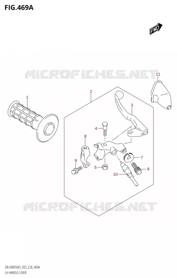 ENSEMBLE LEVIER - POIGNEE GAUCHE Suzuki MOTO 400 DR-Z 2023  DR-Z400SM3 E28 2023 M3