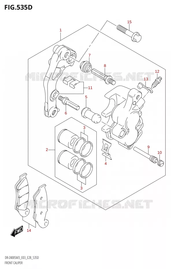 ETRIER DE FREIN AVANT (DR-Z400SM:M3:E03) Suzuki MOTO 400 DR-Z 2023  DR-Z400SM3 E28 2023 M3