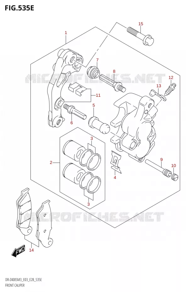ETRIER DE FREIN AVANT (DR-Z400SM:M3:E28) Suzuki MOTO 400 DR-Z 2023  DR-Z400SM3 E28 2023 M3