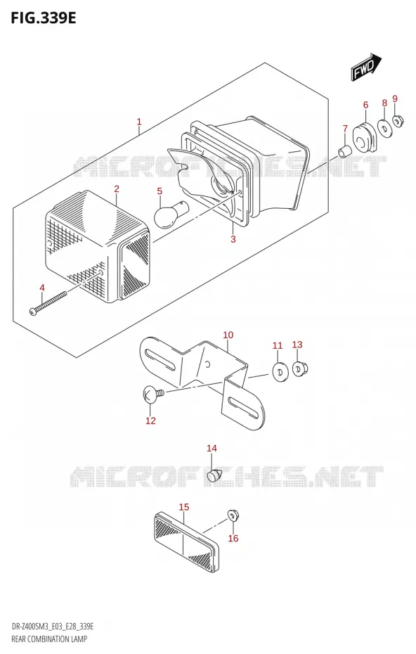 FEU ARRIERE (DR-Z400SM:M3:E28) Suzuki MOTO 400 DR-Z 2023  DR-Z400SM3 E28 2023 M3