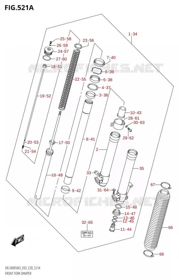 FOURCHE (DR-Z400S:M3:E03) Suzuki MOTO 400 DR-Z 2023  DR-Z400SM3 E28 2023 M3