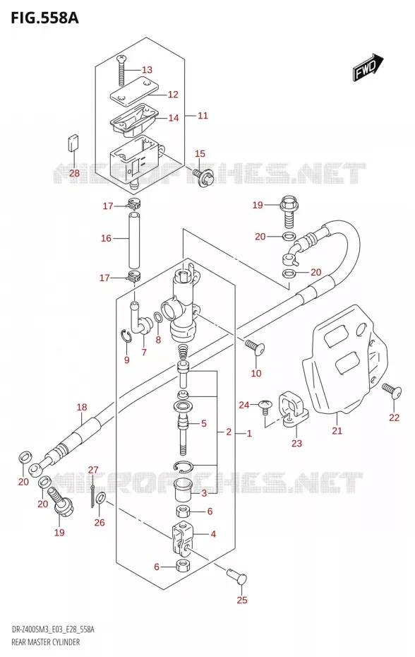 MAITRE CYLINDRE DE FREIN ARRIERE (DR-Z400S:M3:E03) Suzuki MOTO 400 DR-Z 2023  DR-Z400SM3 E28 2023 M3