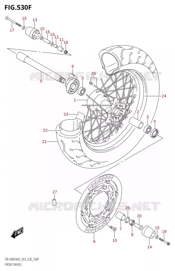 ROUE AVANT (DR-Z400SM:M3:E33) Suzuki MOTO 400 DR-Z 2023  DR-Z400SM3 E28 2023 M3