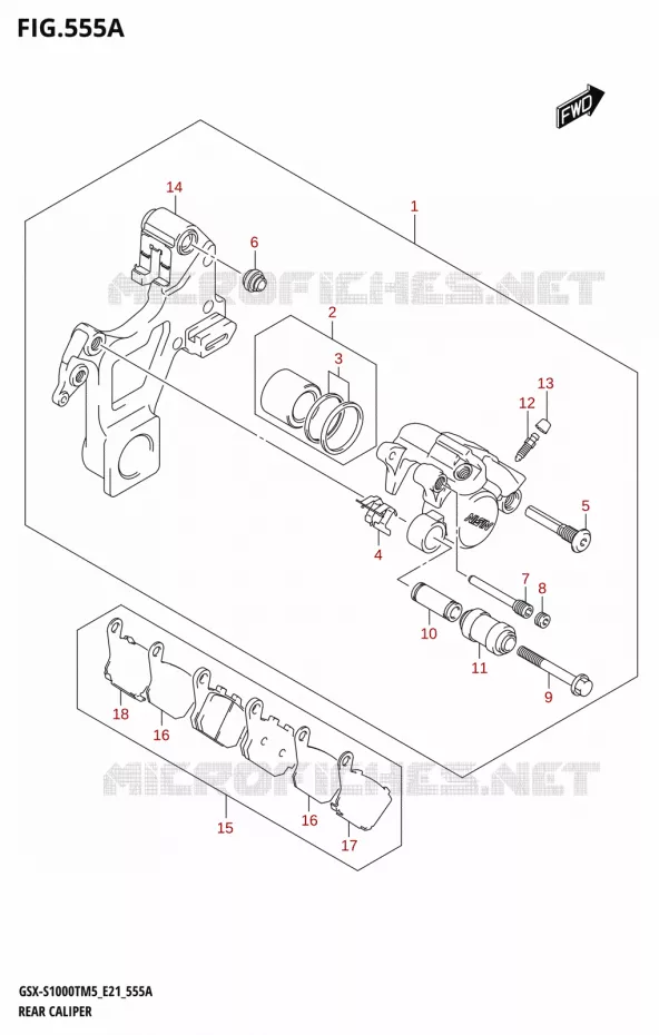 ETRIER DE FREIN ARRIERE Suzuki MOTO 1000 GSX-S 2025  GSX-S1000TRQM5 E21 2025 M5 (E21)