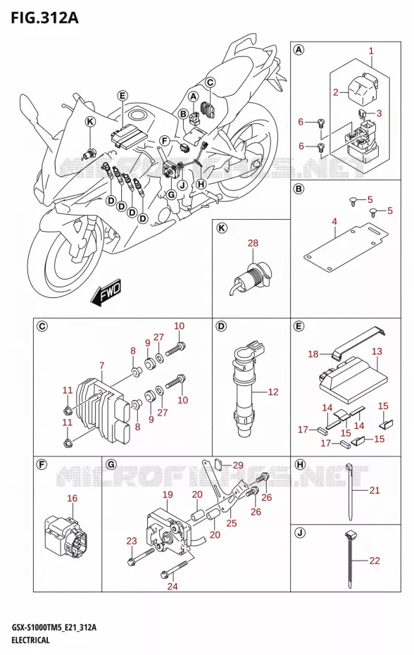 PARTIE ELECTRIQUE Suzuki MOTO 1000 GSX-S 2025  GSX-S1000TRQM5 E21 2025 M5 (E21)