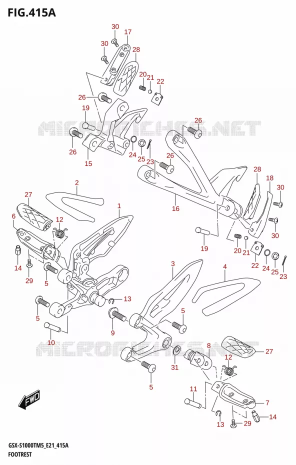REPOSE PIEDS Suzuki MOTO 1000 GSX-S 2025  GSX-S1000TRQM5 E21 2025 M5 (E21)
