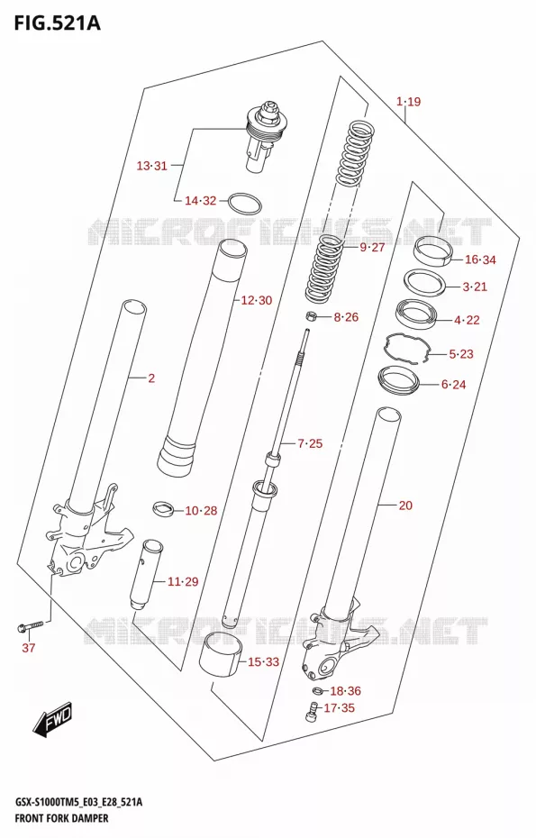 FOURCHE Suzuki MOTO 1000 GSX-S 2025  GSX-S1000TRQM5 E28 2025 M5 (E28)