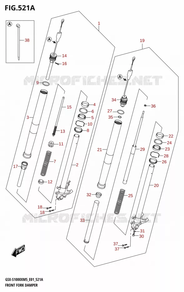 FOURCHE Suzuki MOTO 1000 GSX-S 2025  GSX-S1000XRREM5 E01 2025 M5 (E01)