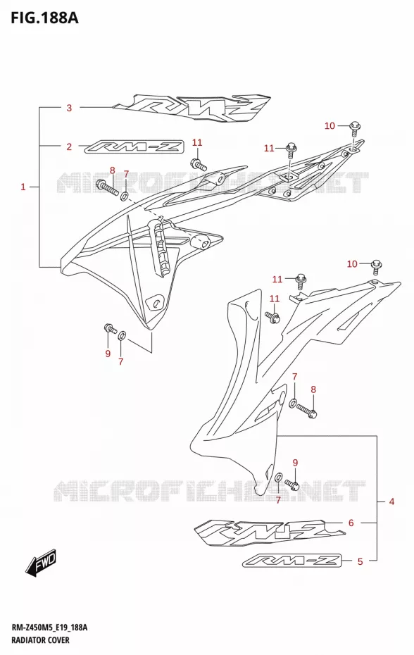 OUIES DE RADIATEUR Suzuki MOTO 450 RM-Z 2025  RM-Z450M5 E19 2025 M5 (E19)