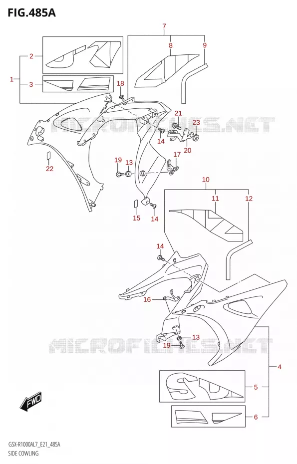 FLANCS DE CARENAGES Suzuki MOTO 1000 GSX-R 2017  GSX-R1000AL7 E21