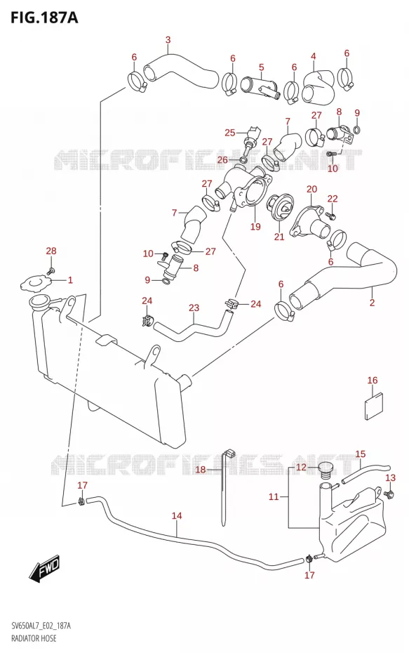 DURITES DE RADIATEUR - VASE D'EXPANSION Suzuki MOTO 650 SV 2017  SV650A L7 (E19)