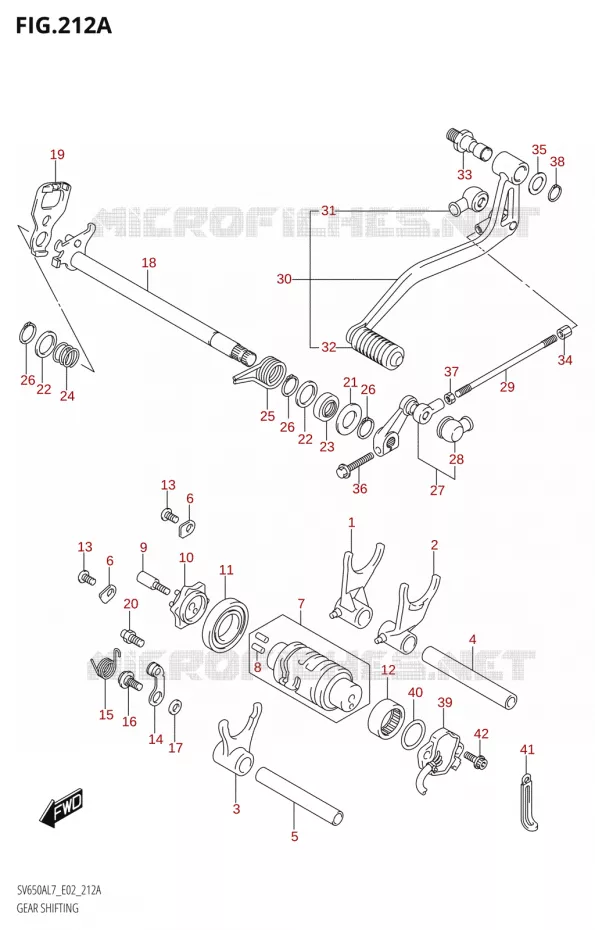 ENSEMBLE DE SELECTION DE VITESSES Suzuki MOTO 650 SV 2017  SV650A L7 (E19)